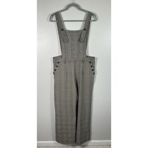 Cider Jumpsuit Womens XL Glen Plaid Button‎ Up Wide Leg Preppy Academia
